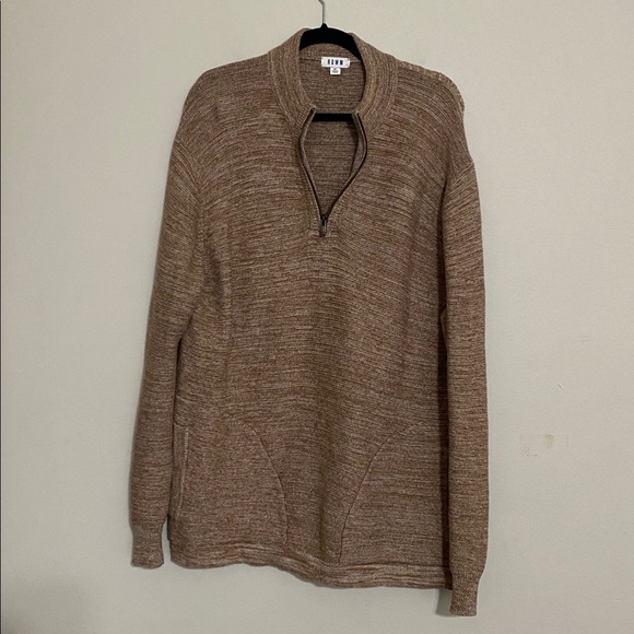 Rowm Men's Brown Sweater pullover Half-Zip XL  mock neck soft casual office cozy - Picture 7 of 9
